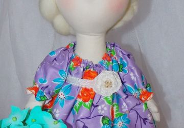 Текстильная, интерьерная кукла по имени Снежинка