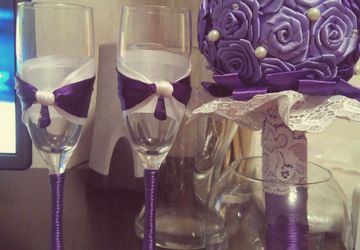 букет дублер, свадебные бокалы, украшения на машину