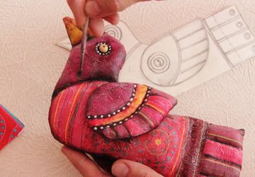 Игрушка из ткани с декупажными элементами