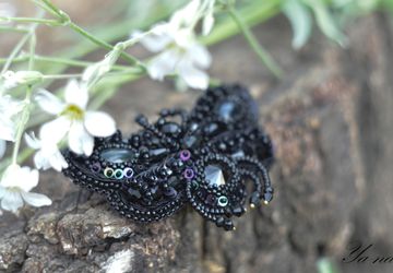 Бабочка из бисера "Черный Бражник". Нет в наличии!