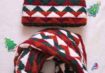 Шапка и снуд с геометрическим жаккардовым рисунком