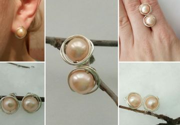 Серьги с розовым жемчугом