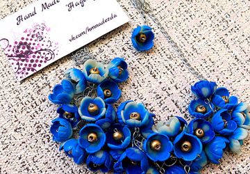 Колье Голубые цветы