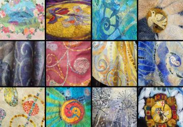 Ажурный шарф с элементами шёлковой инкрустации.