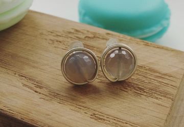 Серьги с серым агатом