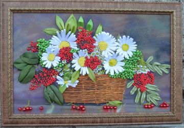 Картина "Корзина с ромашками"