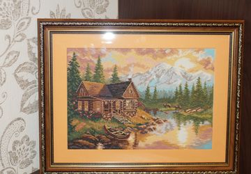 Вечер в горах (вышивка крестиком)