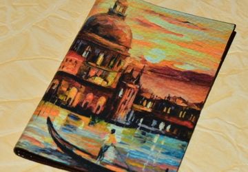 Кожаная обложка для паспорта Закат в Венеции