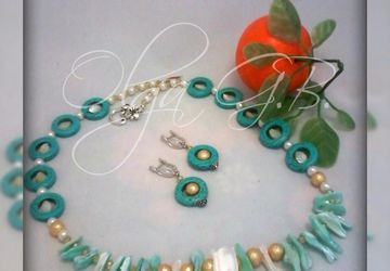 Гарнитур " Бирюзовый рай" (колье и серьги)