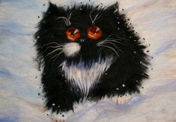 Картина из шерсти "Котик".