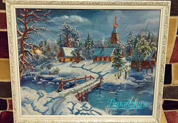 Картина вышитая бисером "Зимняя сказка"