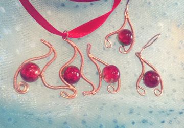 Комплект ожерелье + серьги "Пламя"