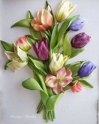 ВЫШИВКА ЛЕНТАМИ -- "ТЮЛЬПАНЫ "