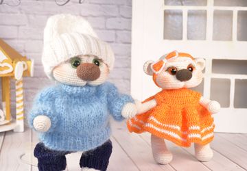 игрушка вязаная амигуруми мишка тедди Зефирчик