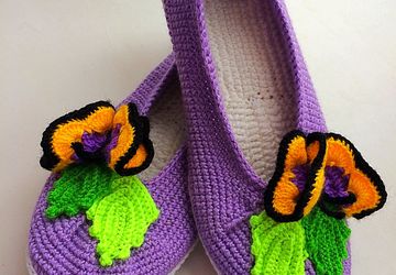 Балетки тапочки сиреневые с бабочками