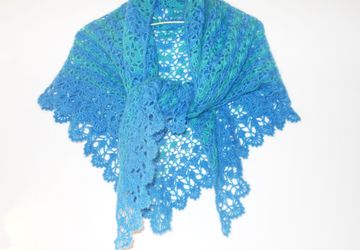 Шаль мохеровая "Сине-зелёная"