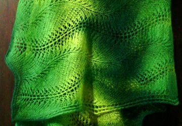 Палантин из натуральной пряжи Кауни  Green-yellow 800