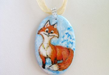 Кулон с росписью "Лиса-плутовка". Готовая работа.