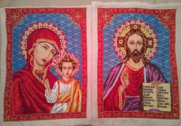 иконы вышиты чешским бисером,  пара