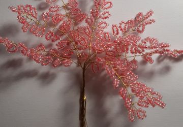 Розовые веточки из бисера (9 шт)