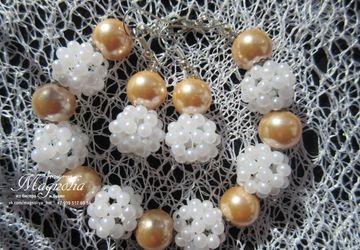 Комплект "Воздушный" из браслета и сережек