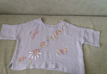 Льняная блуза "Божьи коровки"