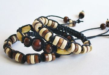 Браслеты шамбала с деревянными бусинами