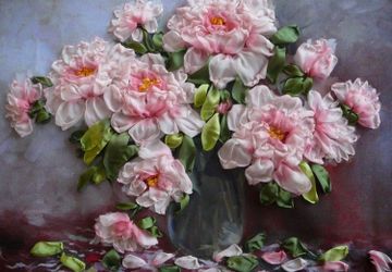 ВЫШИВКА ЛЕНТАМИ. ПИОНЫ