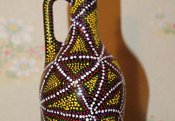 Бутылка декорированная  точечной росписью "Мозайка"