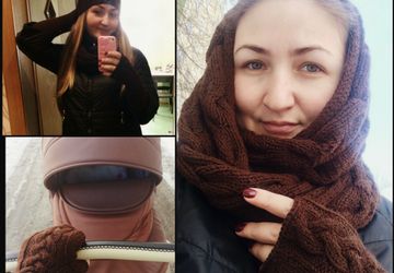 Комплект "Шапка, длинные митенки и снуд в два оборота"