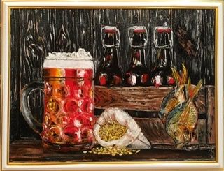 Картина маслом «Натюрморт с пивом»