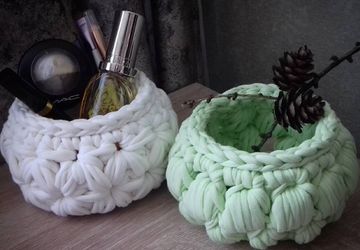 Набор вязаных корзинок