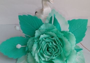 Заколка роза бирюзовая малая