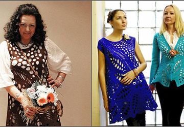 Ажурный префельт: палантин-бактус, жилет, туника