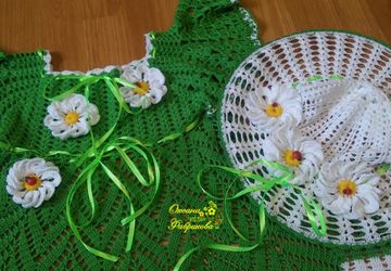 Платье и шляпка с ромашками ,нарядное для девочки !