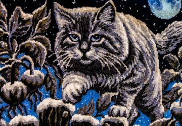 Картина из бисера- Лунный кот