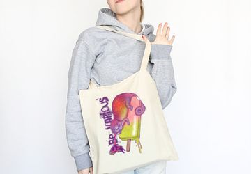 Холщовая сумка с яркой иллюстрацией "Хамелеон"