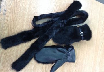 Варежки из норки и кожи