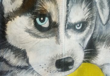 Джинсовая куртка с росписью "Хаски"