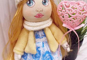Текстильная, интерьерная кукла по имени Кризанта (Золотой цветок)