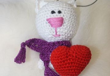 Игрушка/брелок Кот Валентин, вязаная игрушка
