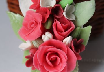 Подвеска "Букет с розами" овал