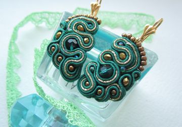 Сутажные серьги Малахит