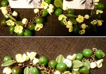 Браслет Зелёные яблоки. Ручная работа 