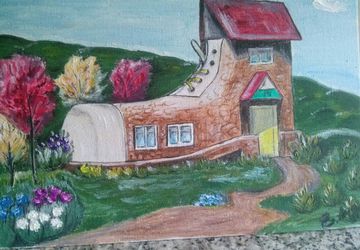 Картина маслом " Дом- ботинок"
