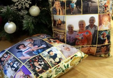 Новогодняя подушка с фотографиями