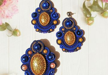 Комплект украшений из сутажа "Лунная ночь"