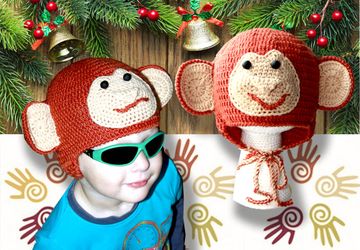 Вязаная шапочка "Огненная Обезьянка"