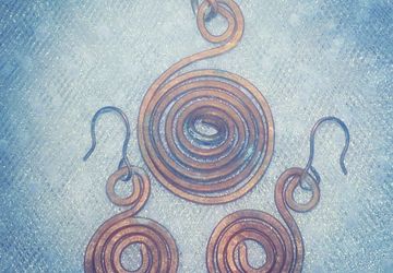 Комплект подвеска + серьги  "Спираль"