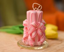 Резная свеча Розовые цветы